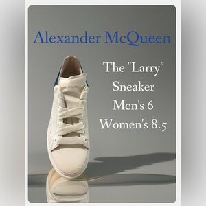 Alexander McQueen White and Blue Unisex Sneakers Men 6/Women 8.5 Leather Luxury